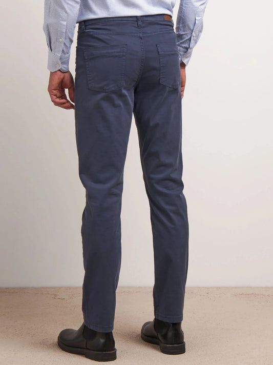 Five pocket slim fit blue cotton pant