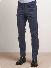 Five pocket slim fit blue cotton pant