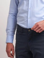 Five pocket slim fit dark blue cotton pant