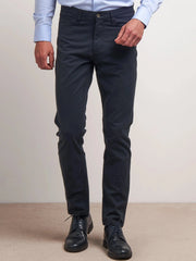 Five pocket slim fit dark blue cotton pant