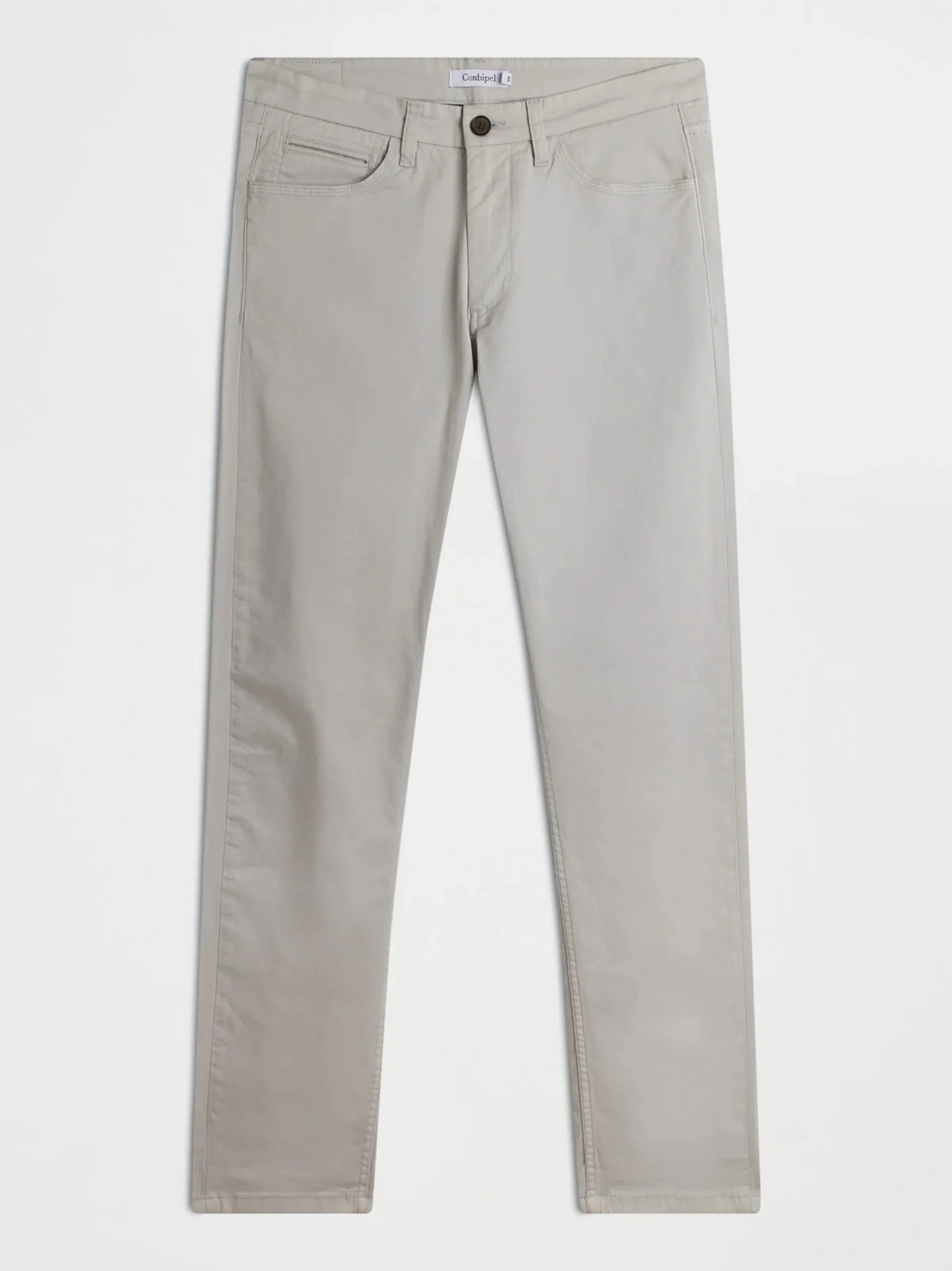 Five pocket slim fit grey cotton pant