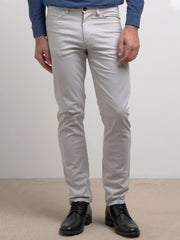 Five pocket slim fit grey cotton pant