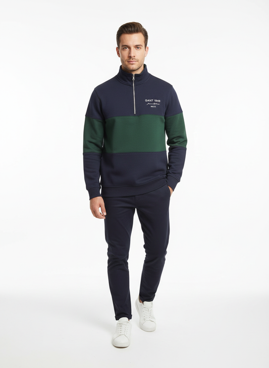 Gant Color Block Half-Zip Sweatshirt Navy/Green