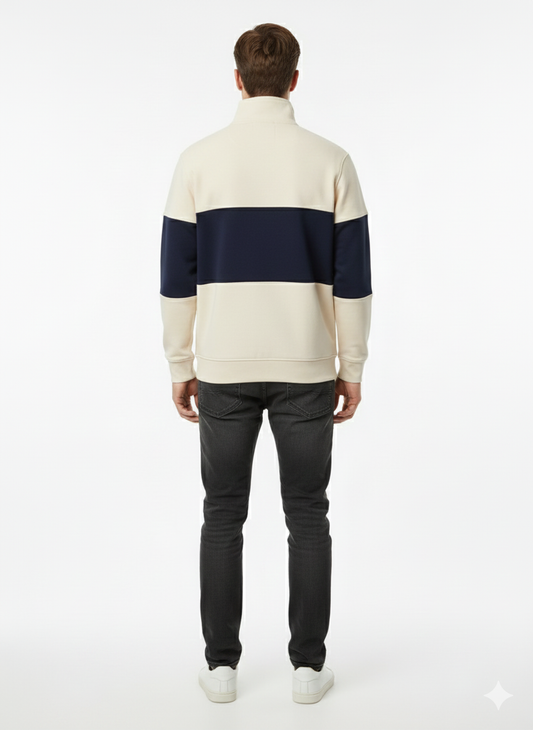 Gant Color Block Half-Zip Sweatshirt Beige/Navy