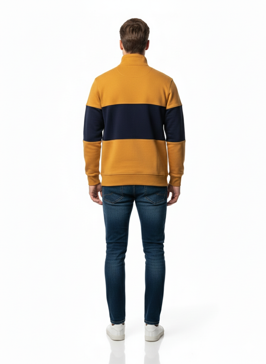 Gant Color Block Half-Zip Sweatshirt Mustard/Navy