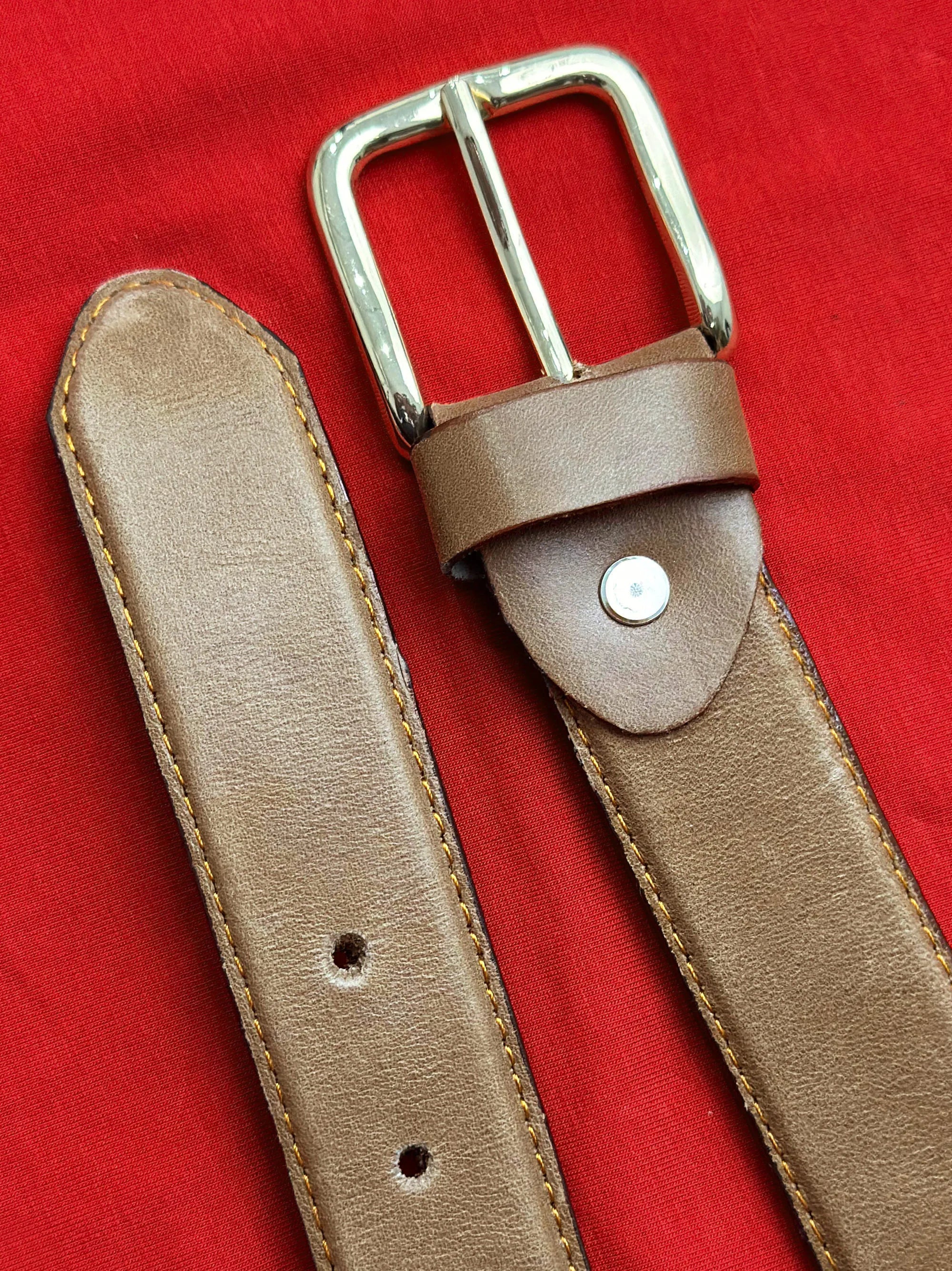 High Quality Light Brown Leather Belt