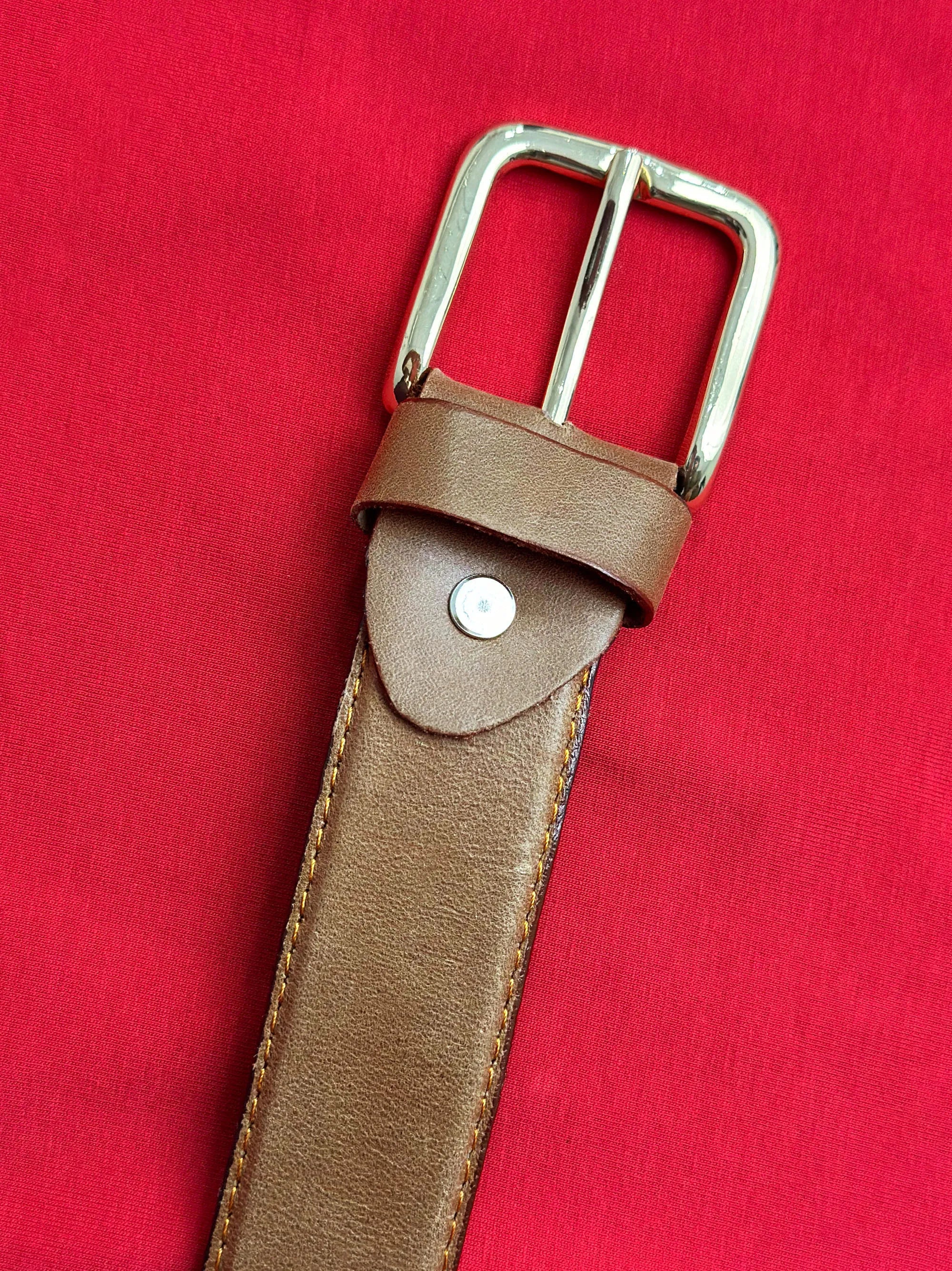 High Quality Light Brown Leather Belt