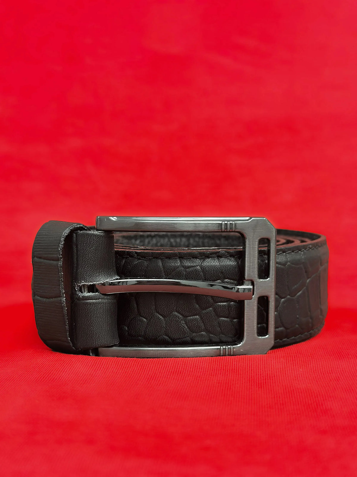 High Quality Textured Black Leather Belt