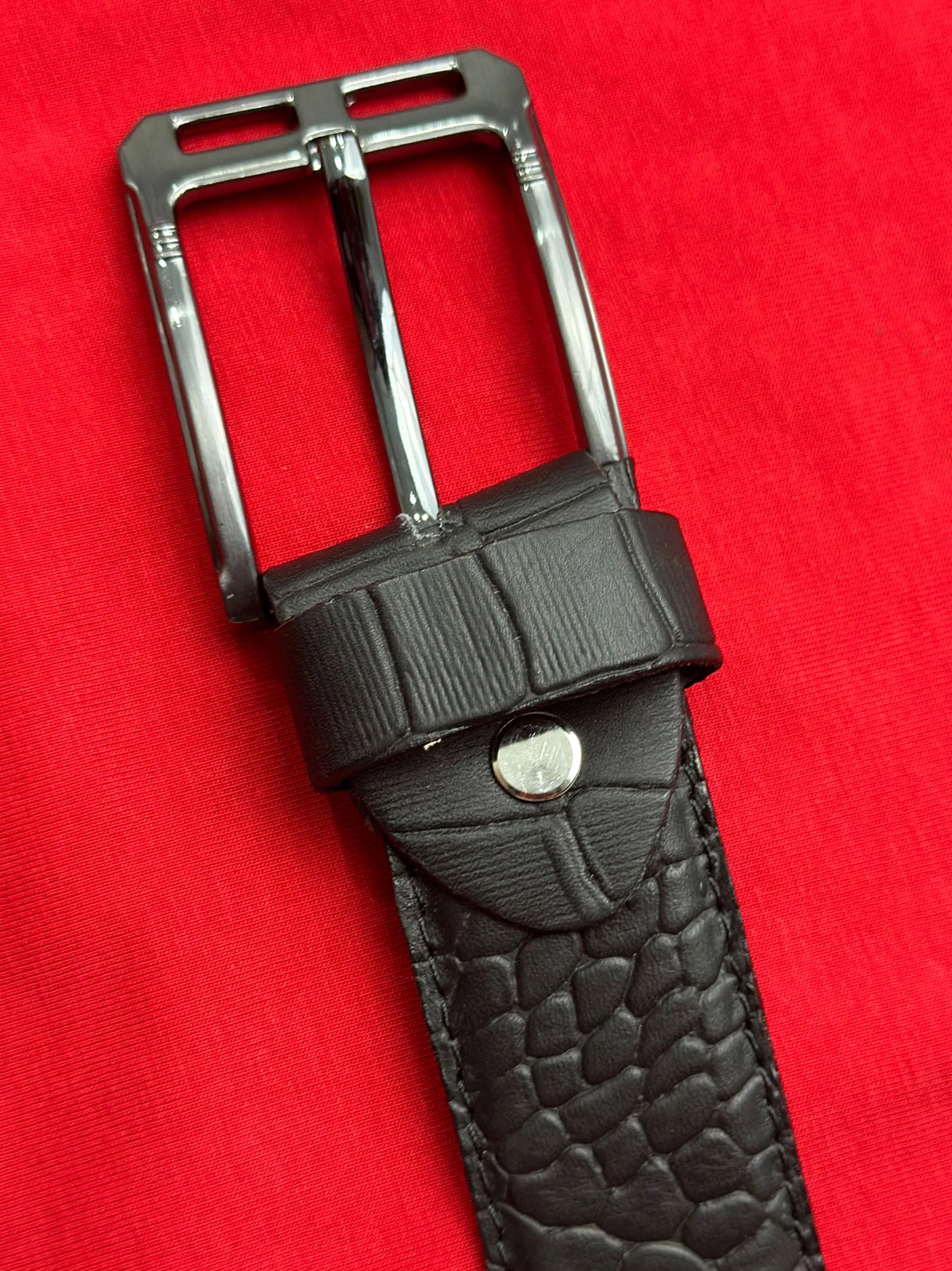 High Quality Textured Black Leather Belt