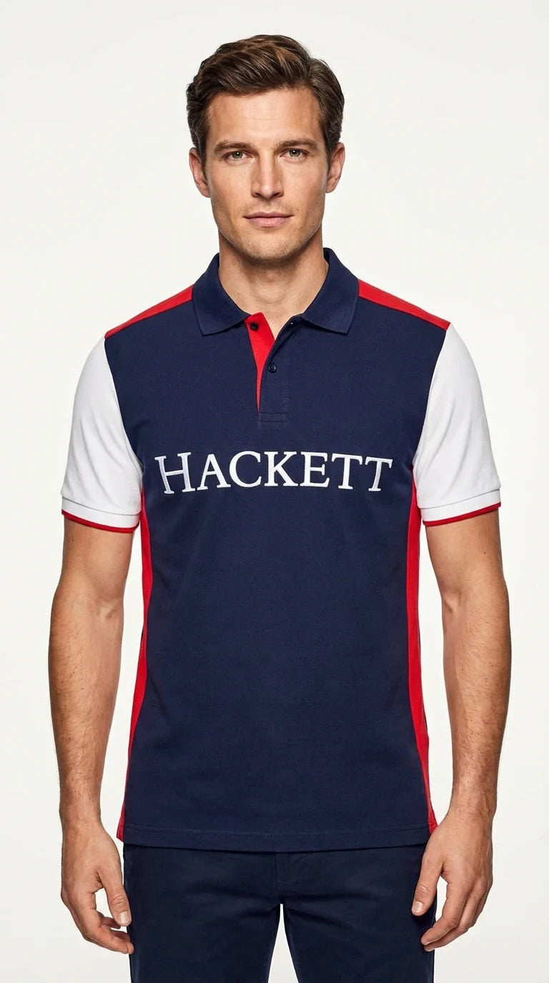 Hackett London | Men’s Tri-Color Blocked Pique Polo