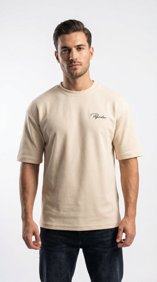 "Good Vibe" Puffy Print Oversized Tee – Desert Tan