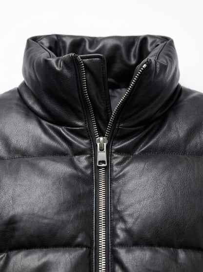 FAUX LEATHER PUFFER JACKET