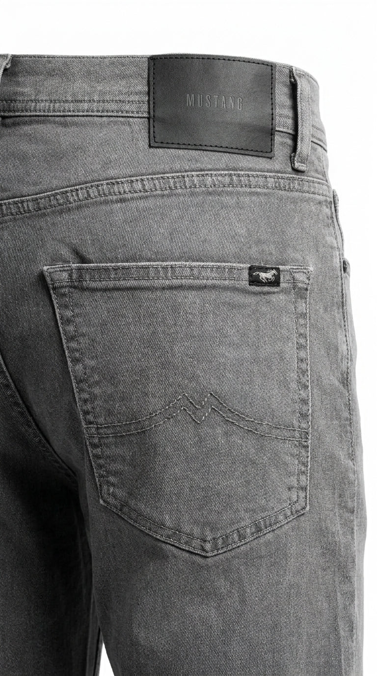 Mustang Men’s Washed Grey Straight Jeans