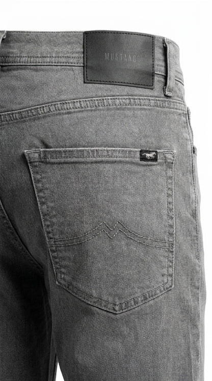 Mustang Men’s Washed Grey Straight Jeans