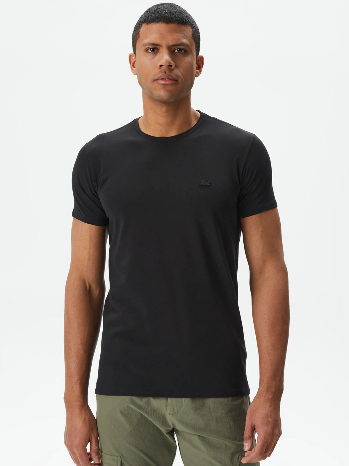 Lacoste Mens Regular Fit Crew Neck Black T-shirt