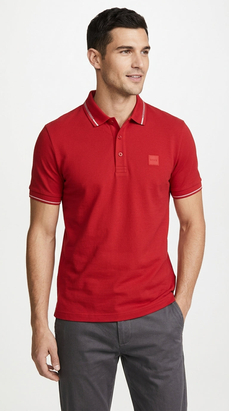 BOSS Tipped Edge Rubber-Badge Polo