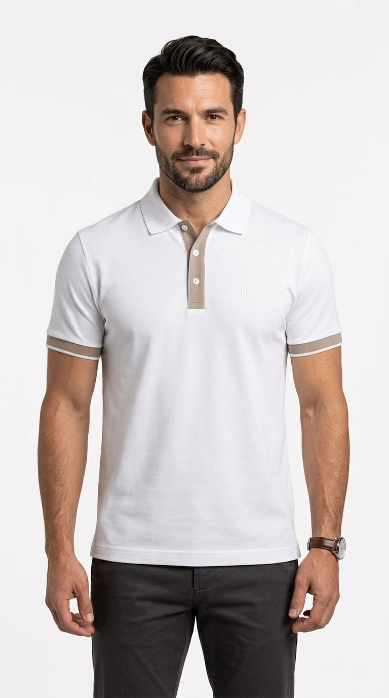 BOSS Contrast-Placket Luxury Polo