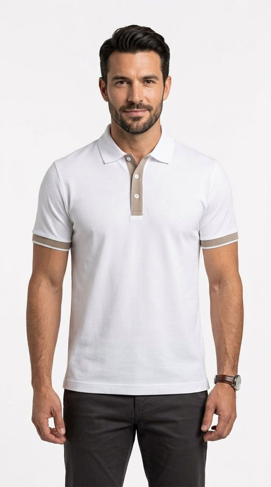 BOSS Contrast-Placket Luxury Polo