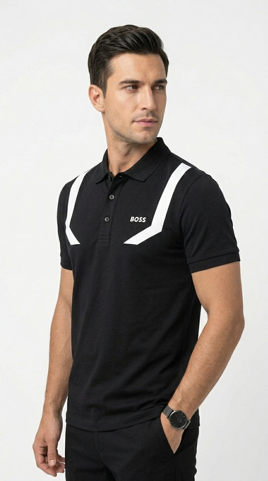 BOSS Graphic Chevron Panel Polo