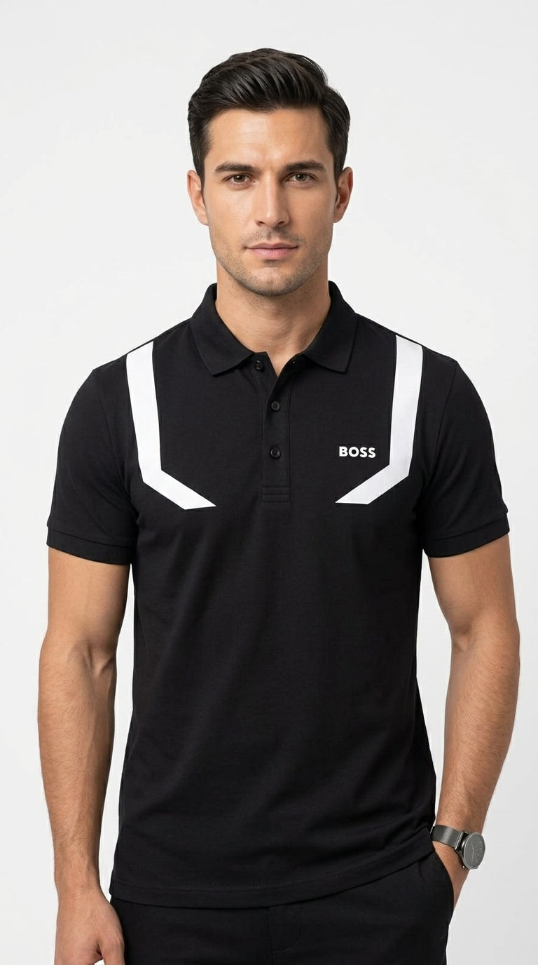 BOSS Graphic Chevron Panel Polo