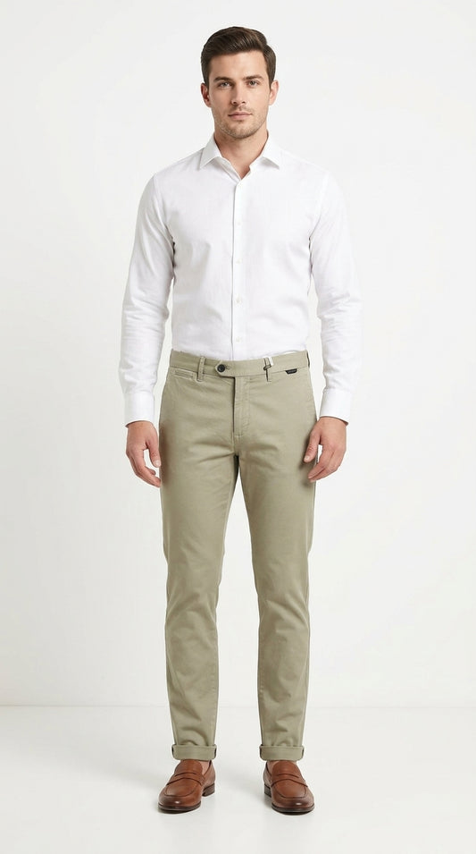 Premium Cotton Essential Chinos – Khaki Sage