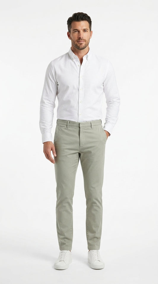 Premium Cotton Essential Chinos – Sage Green