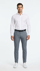 Premium Cotton Essential Chinos – Heathered Blue