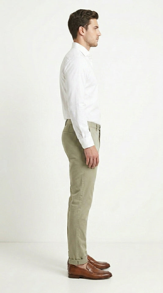 Premium Cotton Essential Chinos – Khaki Sage