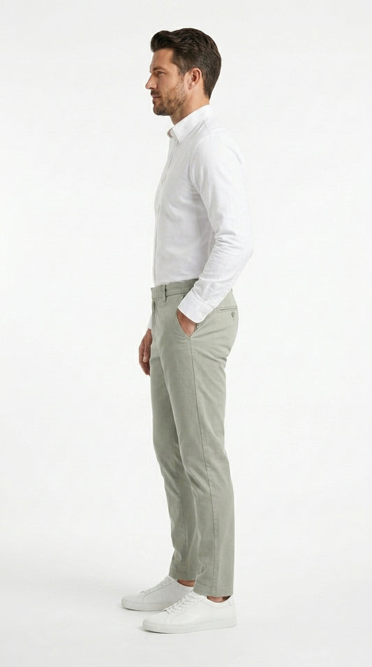 Premium Cotton Essential Chinos – Sage Green