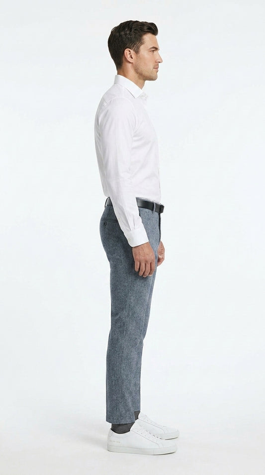 Premium Cotton Essential Chinos – Heathered Blue