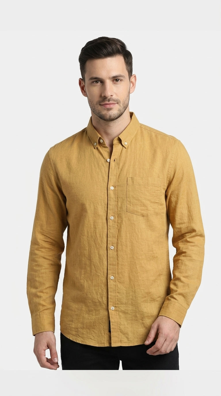 JACK & JONES Men’s Casual Shirt – Mustard Gold