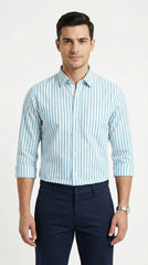 Sky Blue & White Striped River Island Casual Shirt
