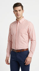 Peach & White Striped River Island Casual Shirt