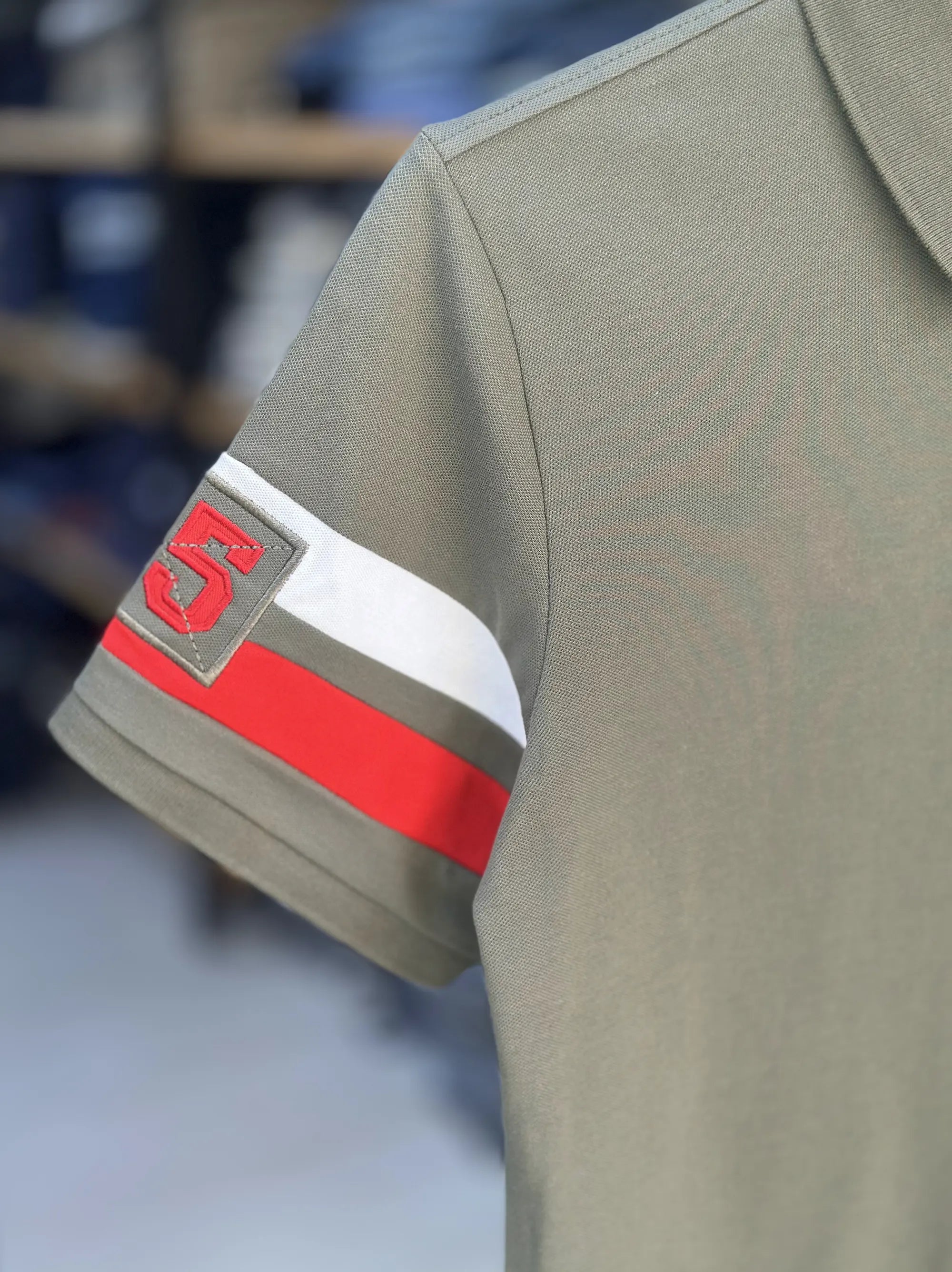 Men Border Sleeve 85 Olive Green Polo Shirt