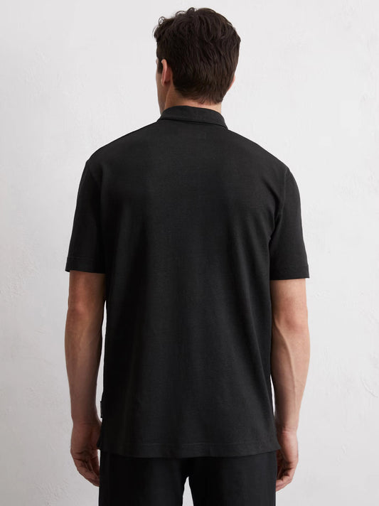 Men Colourful Embroidery Logo Black Polo Shirt