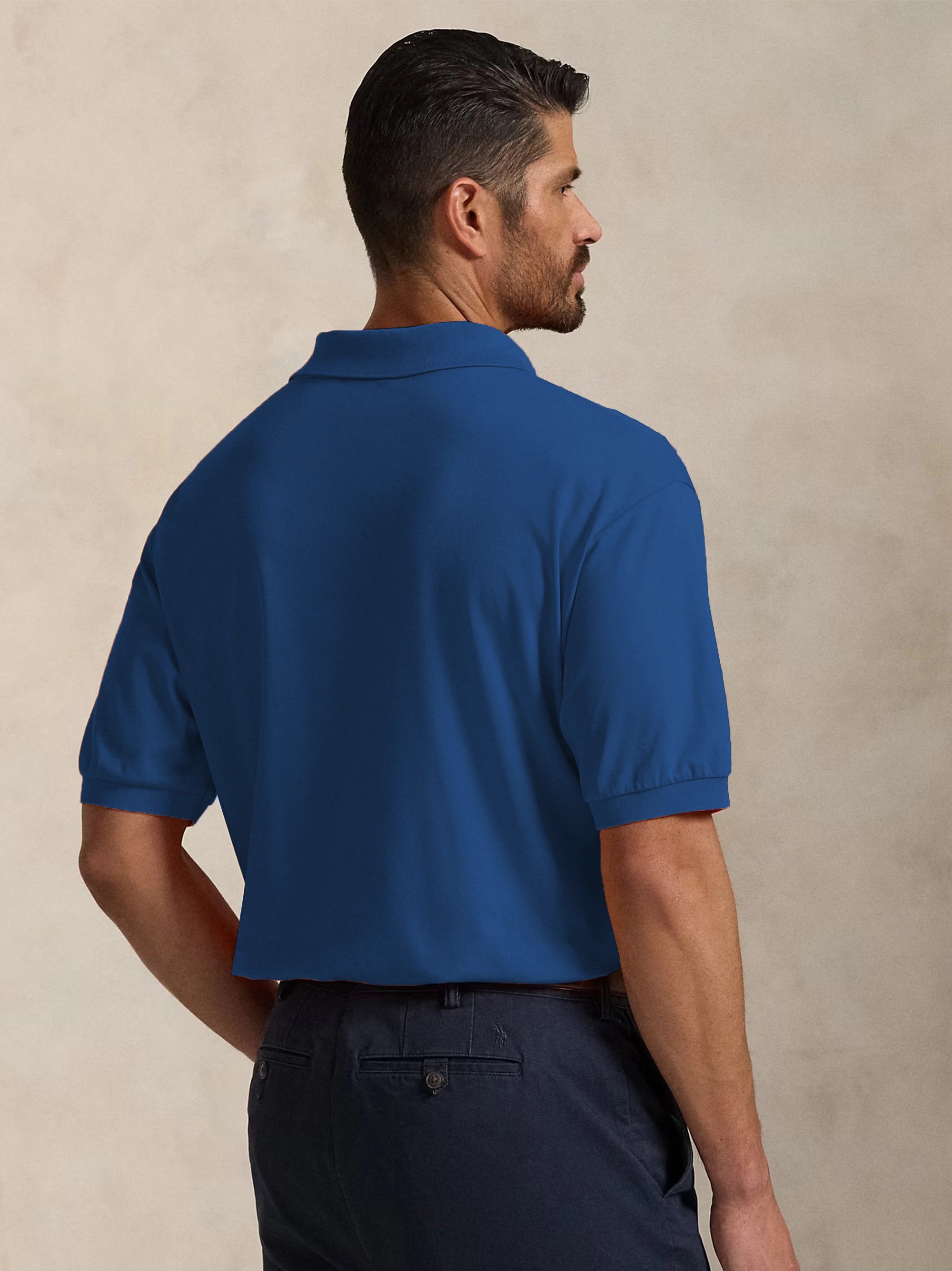 Men Colourful Embroidery Logo Blue Polo Shirt