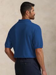 Men Colourful Embroidery Logo Blue Polo Shirt