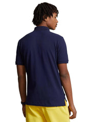 Men Colourful Embroidery Logo Navy Blue Polo Shirt