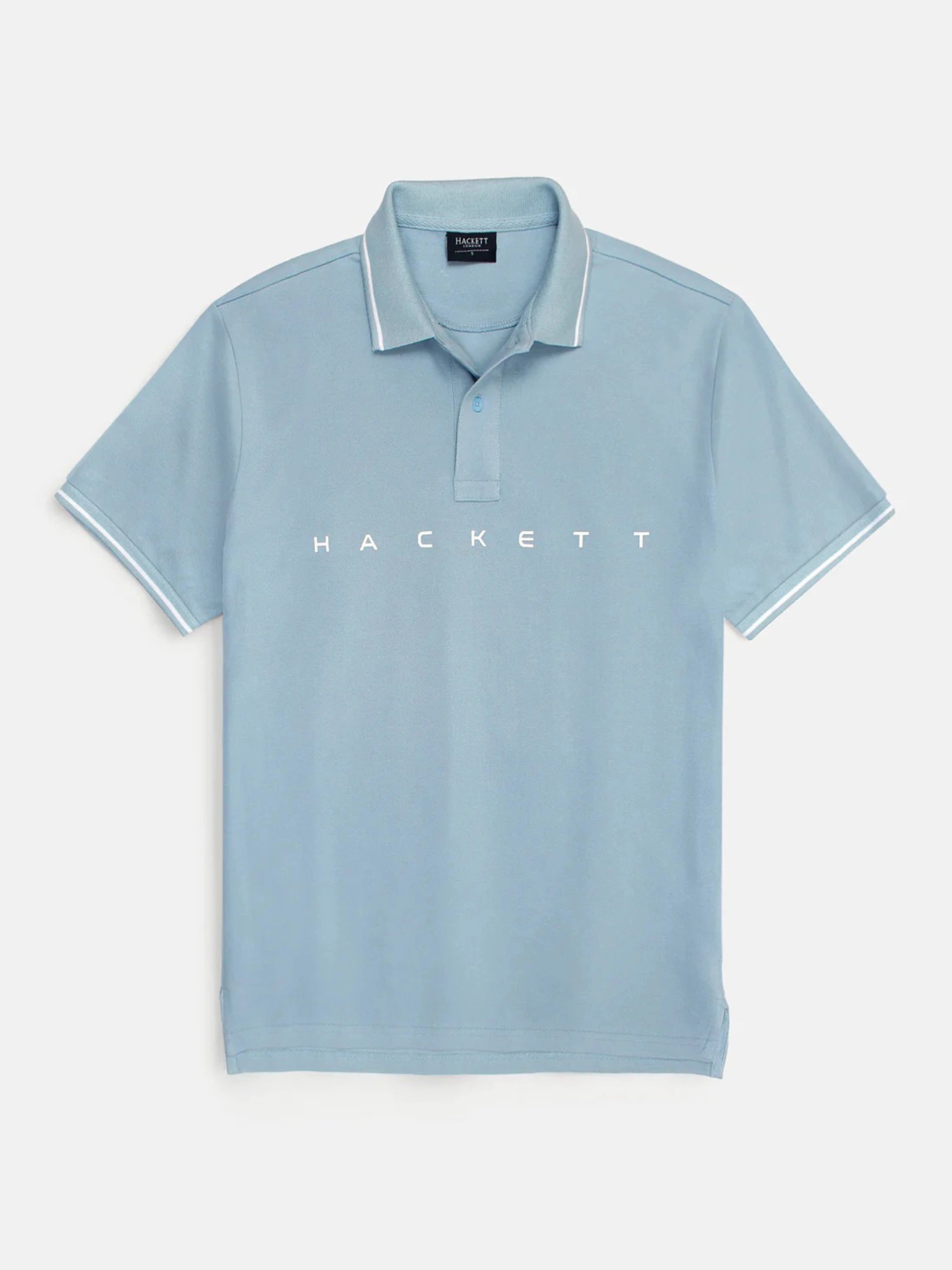 Men Embroidery Chest Logo Sky Blue Polo Shirt