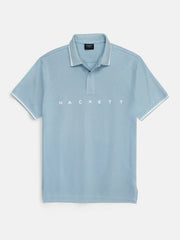 Men Embroidery Chest Logo Sky Blue Polo Shirt