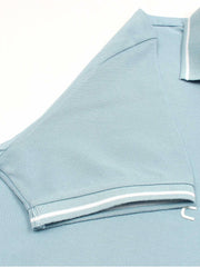 Men Embroidery Chest Logo Sky Blue Polo Shirt