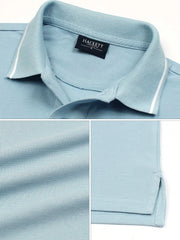 Men Embroidery Chest Logo Sky Blue Polo Shirt