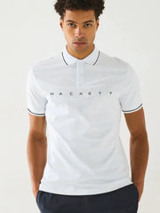Men Embroidery Chest Logo White Polo Shirt