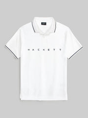 Men Embroidery Chest Logo White Polo Shirt