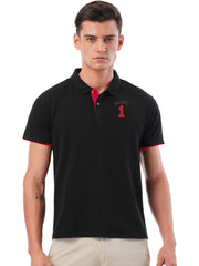Men Iconic Embroidery Logo Black Polo Shirt