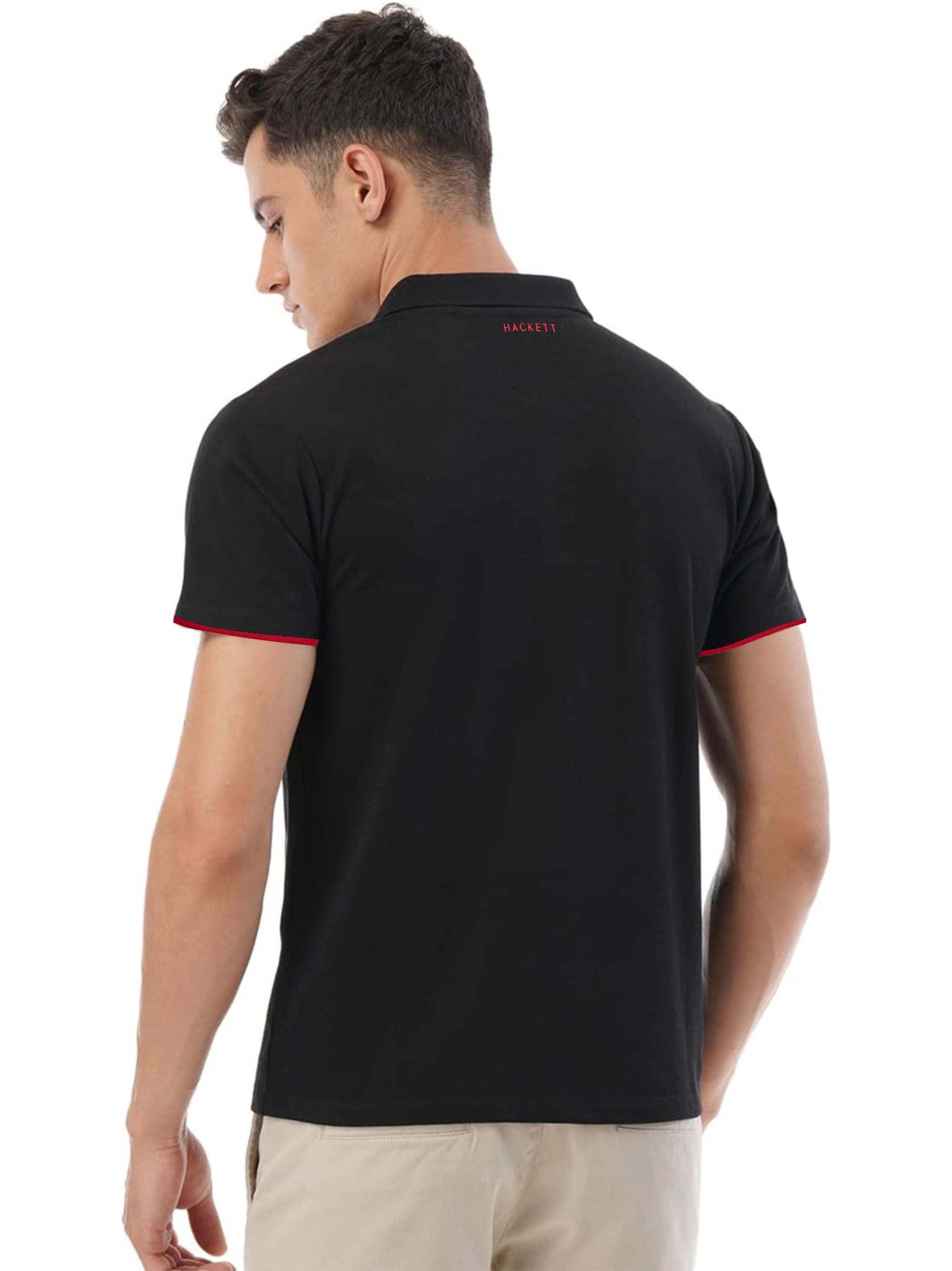 Men Iconic Embroidery Logo Black Polo Shirt