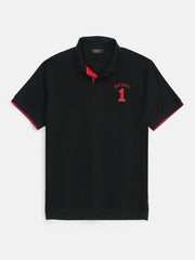 Men Iconic Embroidery Logo Black Polo Shirt