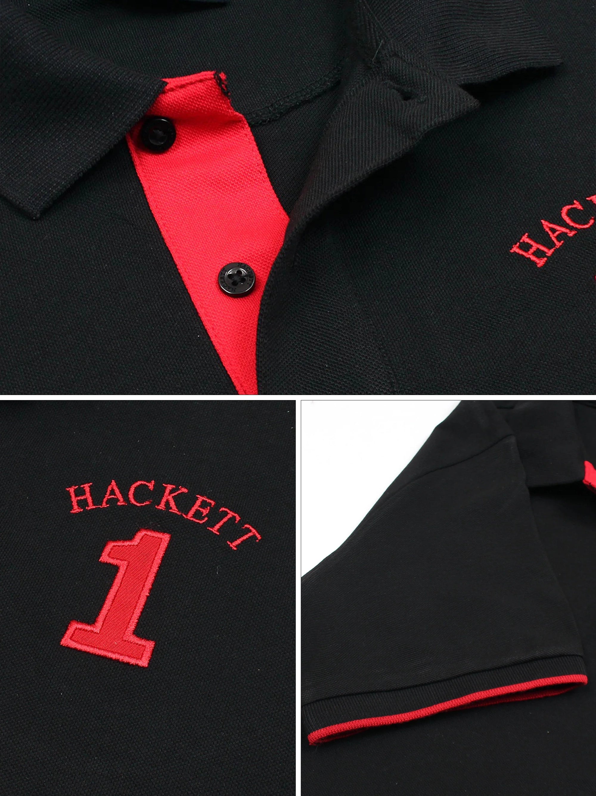 Men Iconic Embroidery Logo Black Polo Shirt