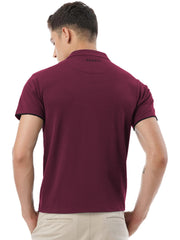 Men Iconic Embroidery Logo Maroon Polo Shirt