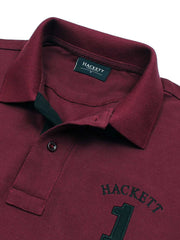 Men Iconic Embroidery Logo Maroon Polo Shirt